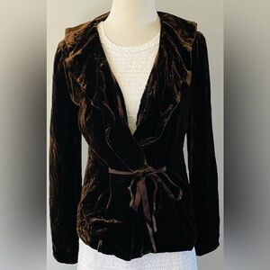 Bloomingdale's Chocolate Brown Velvet evening Jacket size 6. EUC